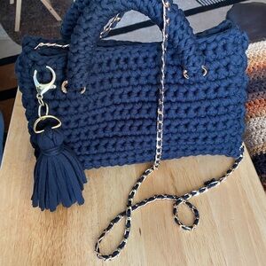 Handmade crochet cross body bags. Black or Burgundy.